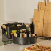 Organizador Giratório Lume com Divisória de Bambu Preto 25,5cm